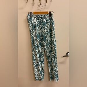 Tropical Leaf Print Pants